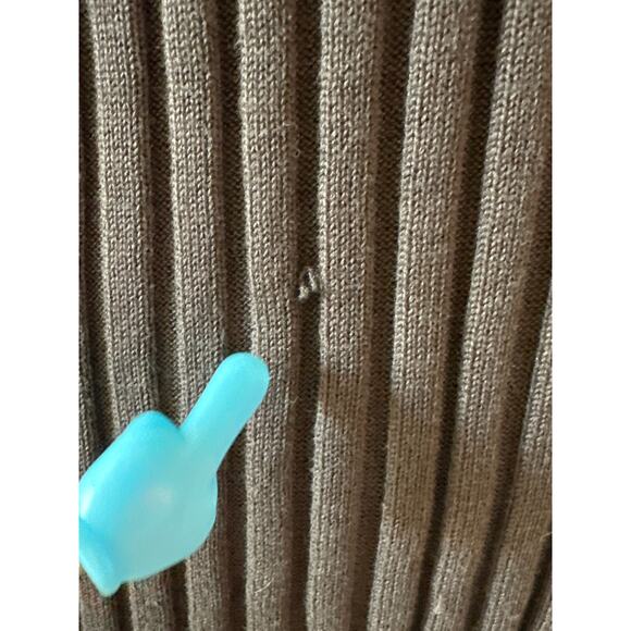 Tory Burch Button Front Cardigan Sweater Brown Blue Trim Goldtone Buttons Sz L - Picture 9 of 12